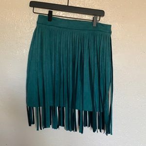 Fringe suede skirt